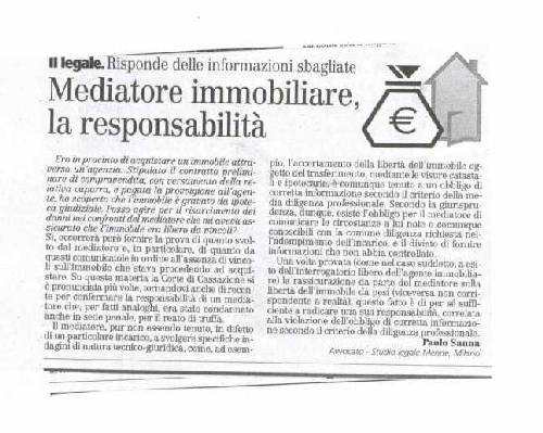 Mediatore immobiliare, la responsabilita’