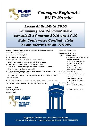 Ad Ancona Convegno Fiaip sulla Legge di Stabilita' 2016