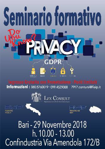 ADEMPIMENTI PRIVACY – GDPR 2018 –