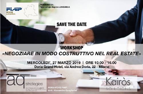 A Milano Workshop formativo: "Negoziare in modo costruttivo nel Real Estate"