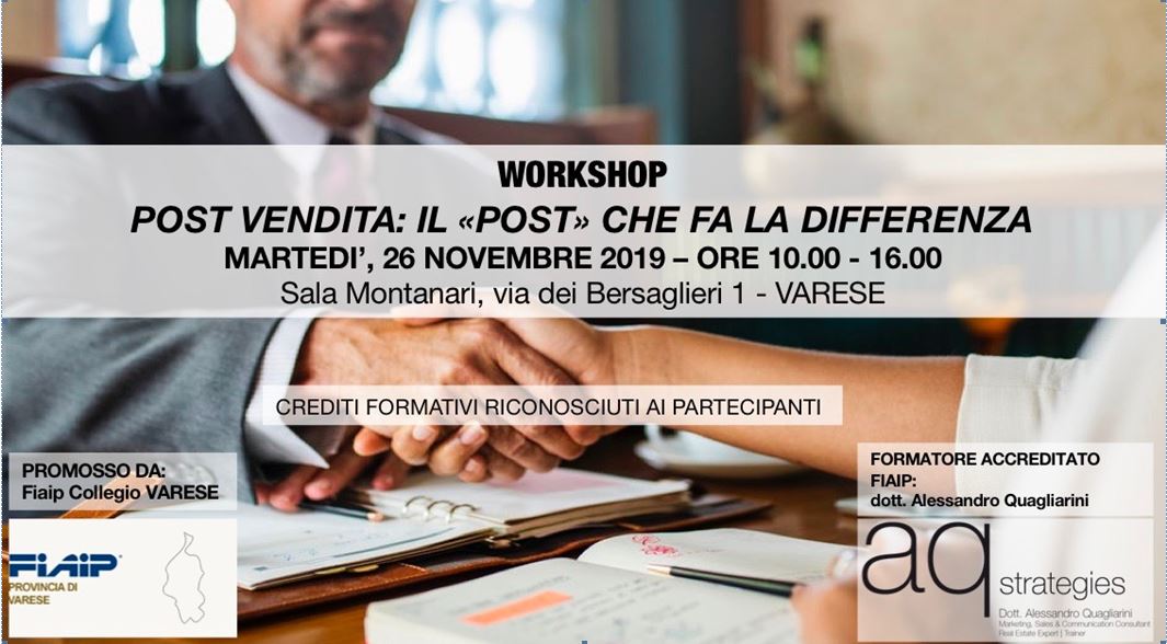 A Varese Corso di Formazione: ‘Post-Vendita: il Post che fa la differenza’