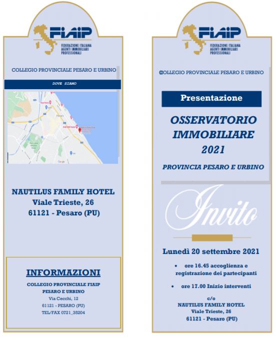 A Pesaro Fiaip presenta l’Osservatorio immobiliare di Pesaro ed Urbino