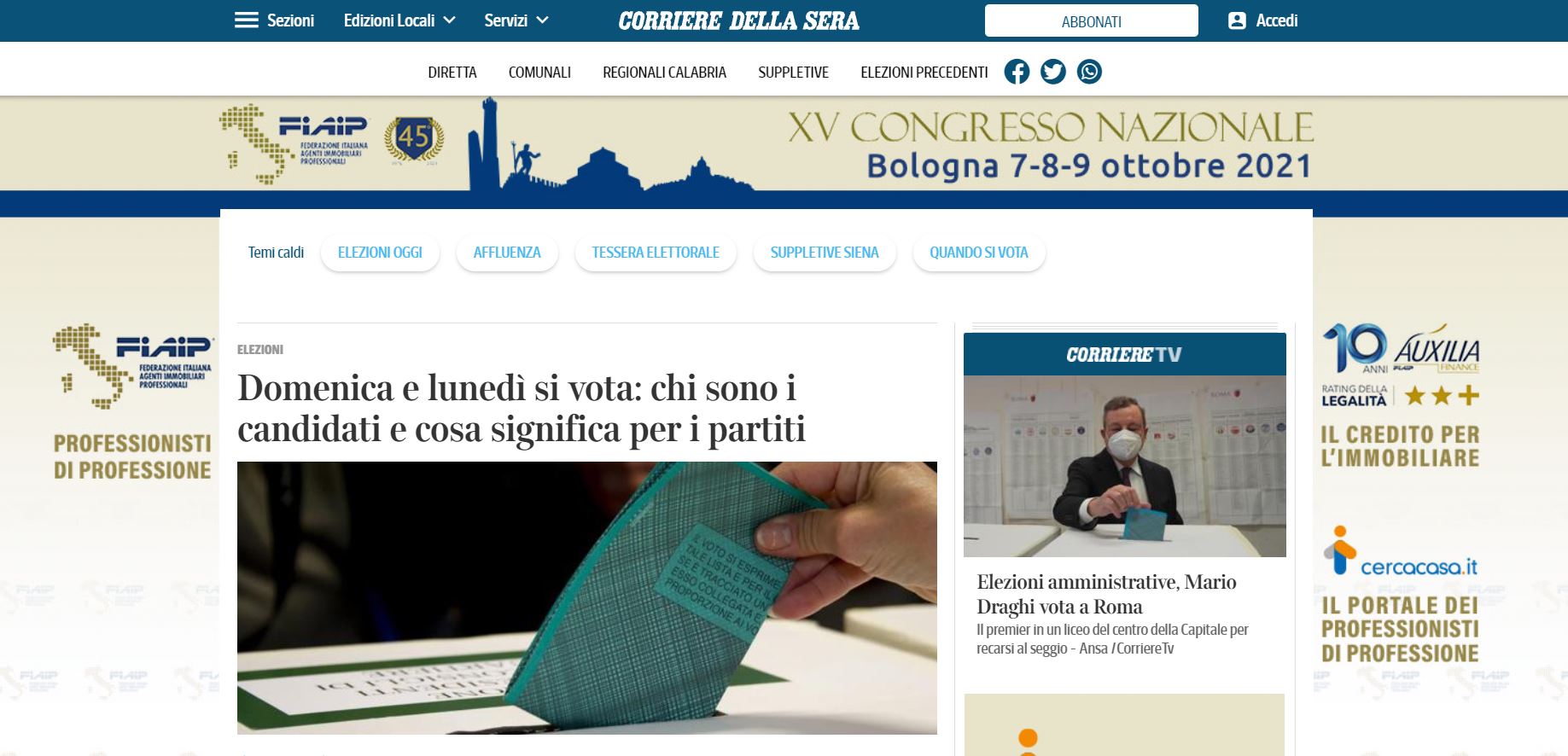 Campagna pubblicitaria Fiaip: Spot  televisivo su La7 e adv su Corriere della Sera e Corriere.it