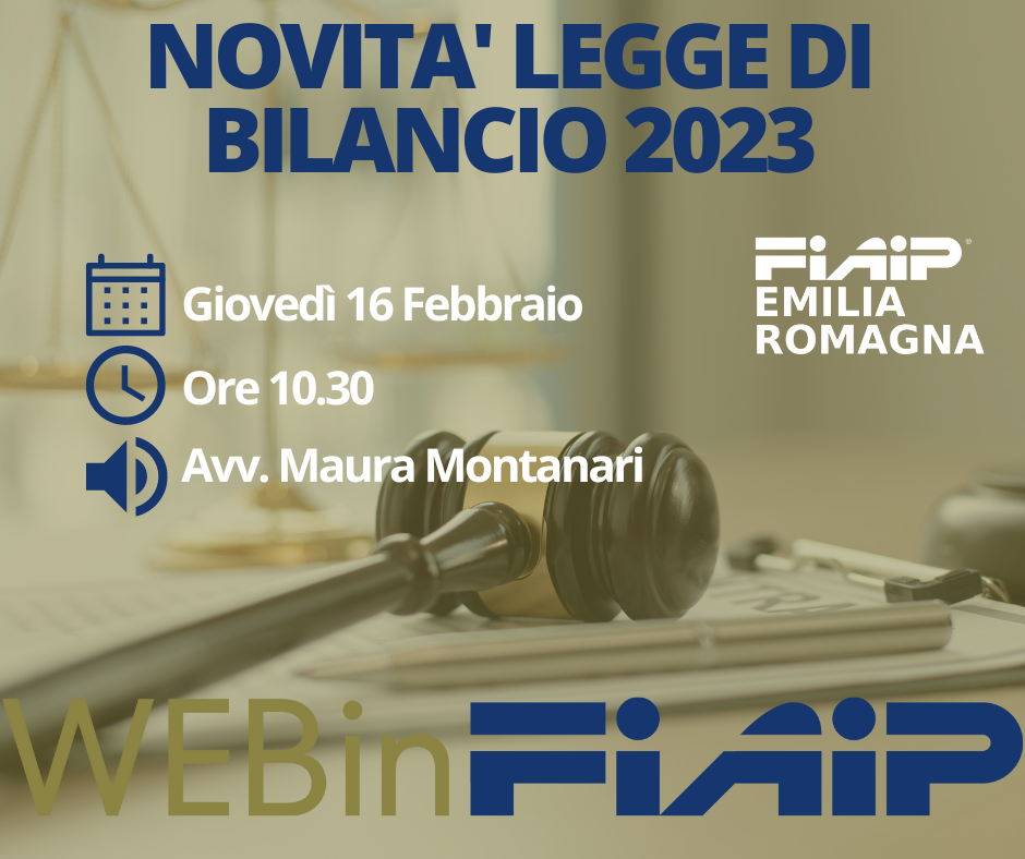 WebinFIAIP Emilia Romagna sulle Novità della legge di bilancio 2023