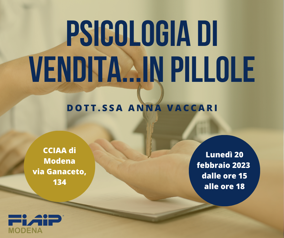 A Modena Corso Psicologia di vendita…… in pillole – 1° parte