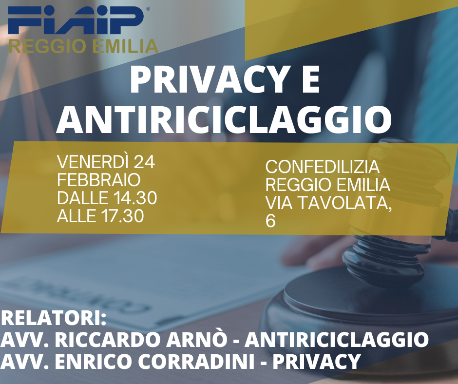 A Reggio Emilia corso di formazione su Privacy e Antiriciclaggio