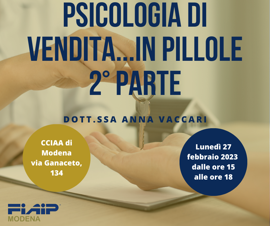 A Modena Corso Psicologia di vendita…… in pillole – 2° parte