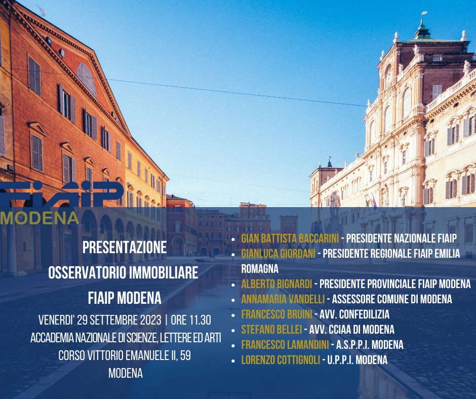 A Modena presentazione dell’Osservatorio Immobiliare 2023 FIAIP
