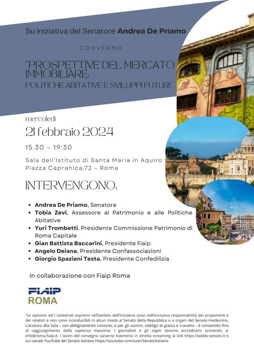 A Roma Convegno FIAIP: “ Prospettive del mercato immobiliare. Politiche abitative e sviluppi futuri”