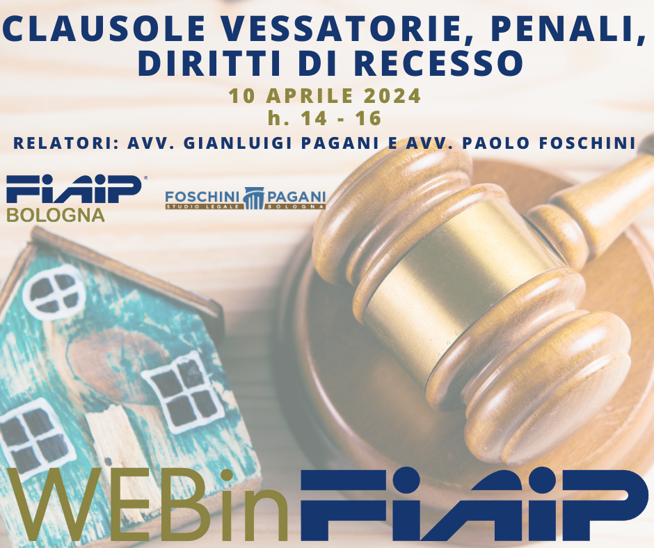 WebinFIaip sulle clausole vessatorie, penali e diritto di recesso