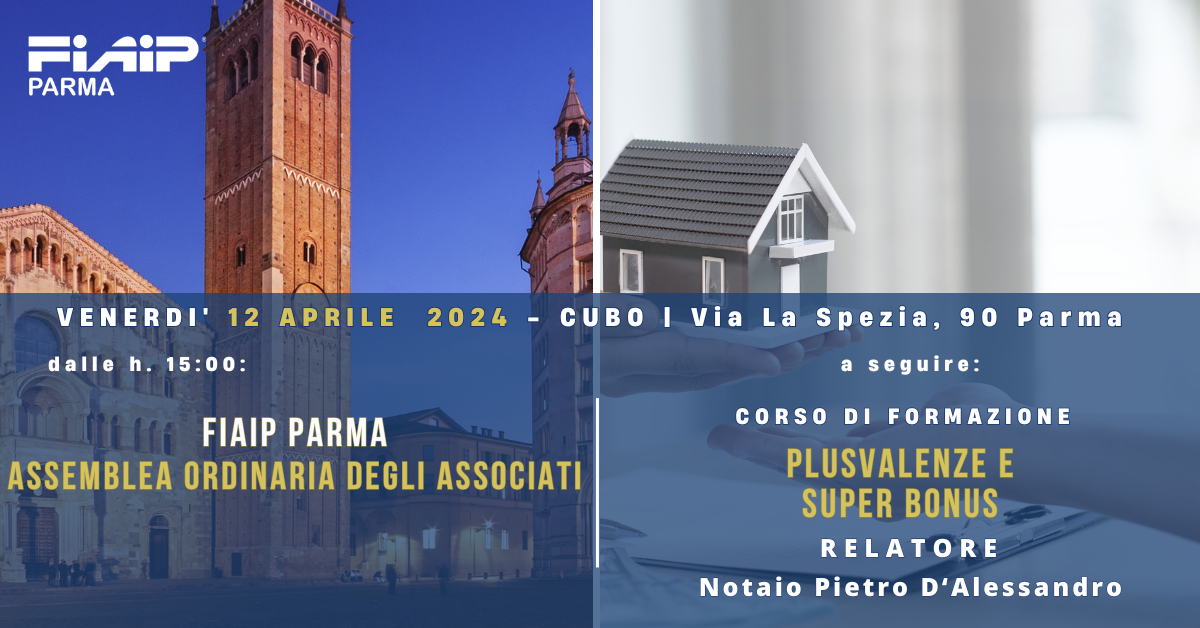 A Parma, corso di aggiornamento su: plusvalenza, super bonus ed altre novità 2024