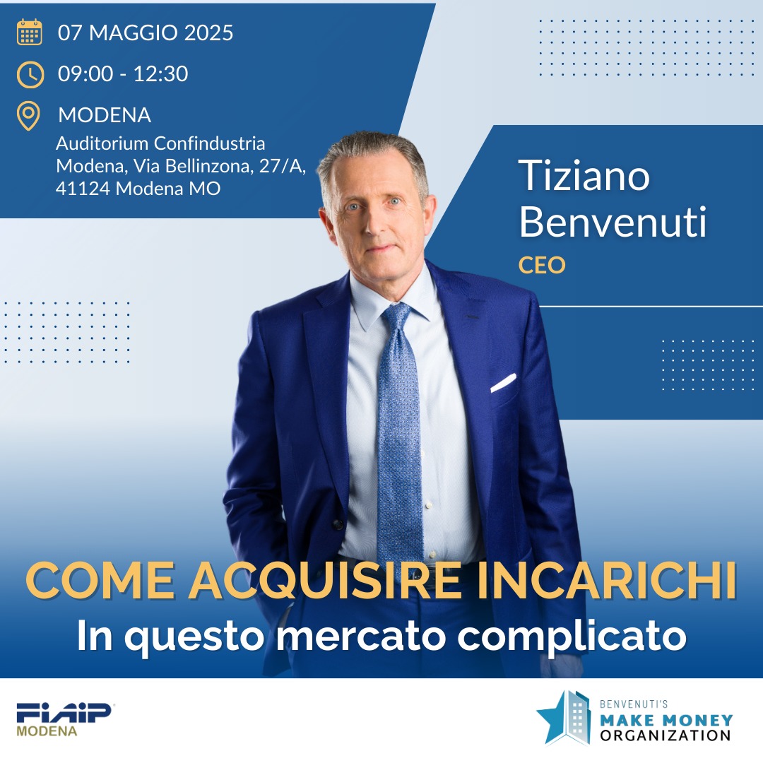 A Modena corso di formazione sull’acquisizione vincente con Tiziano Benvenuti