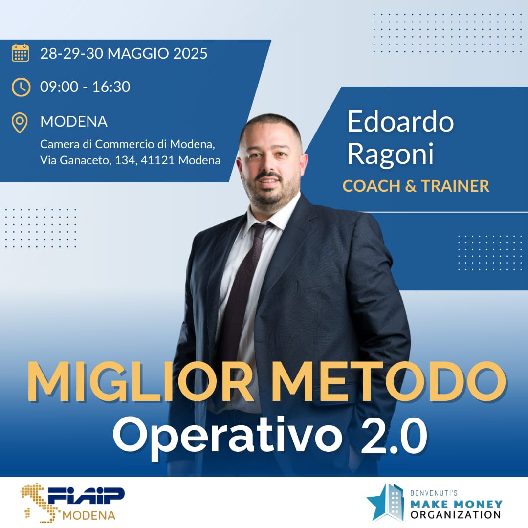 A Modena una 3 giorni di formazione intensiva con il Team di Tiziano Benvenuti “Miglior Metodo Operativo 2.0”